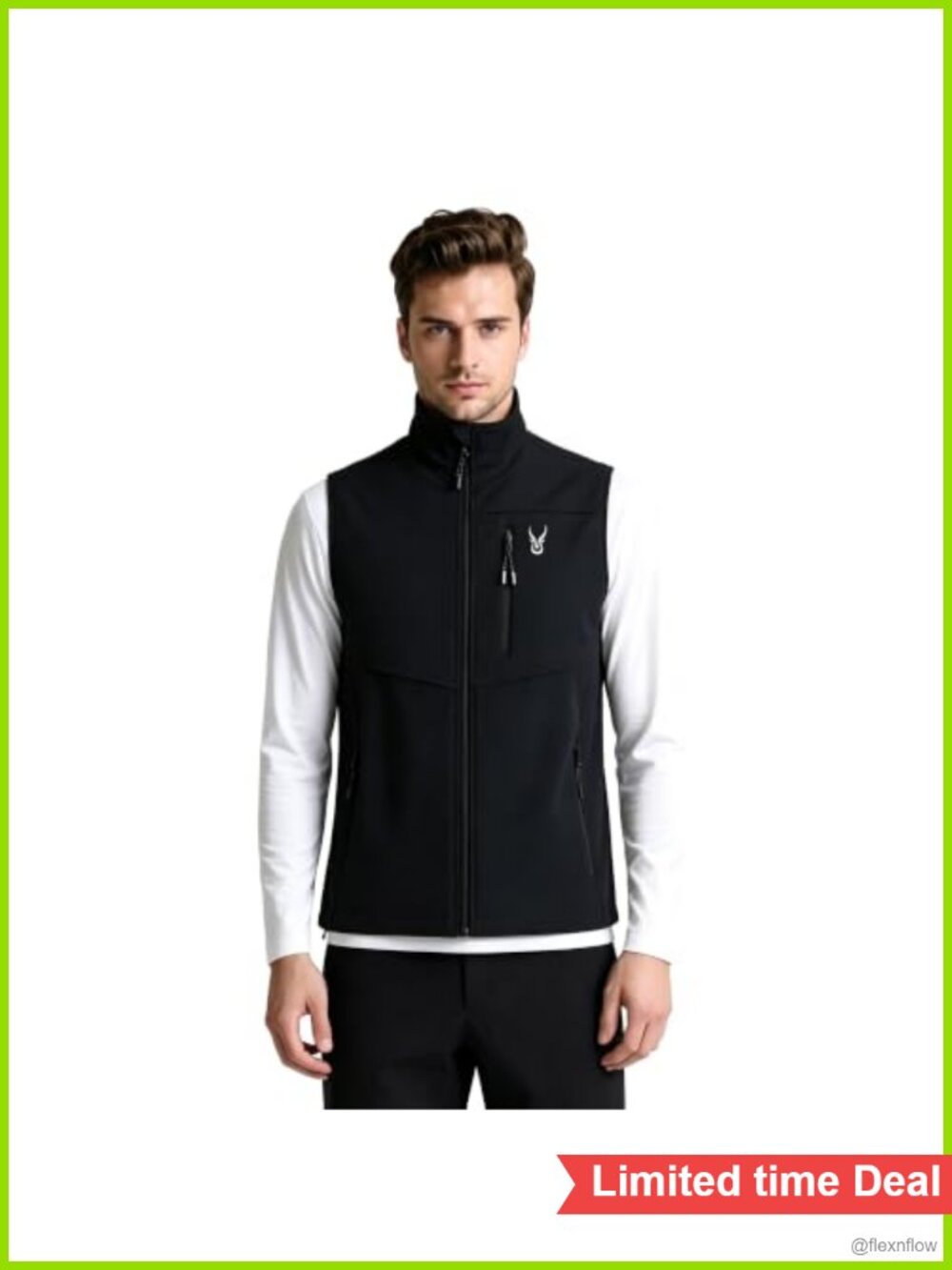 Men's Fleece Lined Softshell Vest Zip Up Sleeveless Jacket Windproof